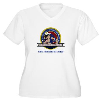 MCRC - A01 - 04 - Marine Corps Recruiting Command with Text - Women's V-Neck T-Shirt