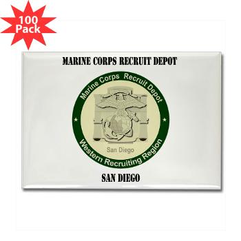 MCRDSD - M01 - 01 - Marine Corps Recruit Depot San Diego with Text - Rectangle Magnet (100 pack)