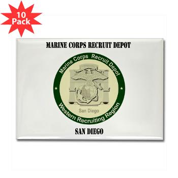 MCRDSD - M01 - 01 - Marine Corps Recruit Depot San Diego with Text - Rectangle Magnet (10 pack) - Click Image to Close
