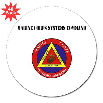 Marine Corps Systems Command With Text - 3" Lapel Sticker (48 pk)