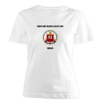 MCTEC - A01 - 04 - Marine Corps Training and Education Command with Text - Women's V-Neck T-Shirt