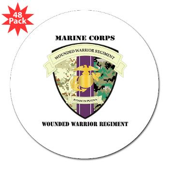 MCWWR - M01 - 01 - Marine Corps Wounded Warrior Regiment with Text - 3" Lapel Sticker (48 pk)