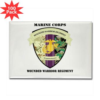 MCWWR - M01 - 01 - Marine Corps Wounded Warrior Regiment with Text - Rectangle Magnet (100 pack) - Click Image to Close