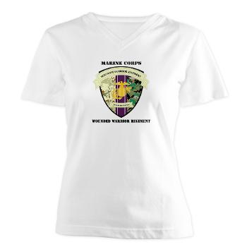 MCWWR - A01 - 04 - Marine Corps Wounded Warrior Regiment with Text - Women's V-Neck T-Shirt
