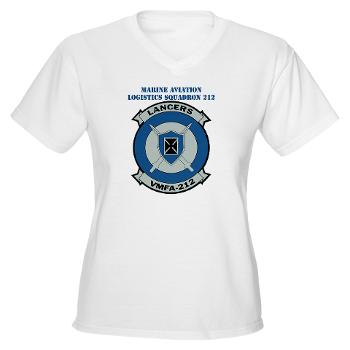 MFAS212 - A01 - 01 - Marine Fighter Attack Squadron 212 with Text - Women's V-Neck T-Shirt