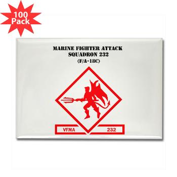 MFAS232 - M01 - 01 - Marine F/A Squadron 232(F/A-18C) with Text Rectangle Magnet (100 pack)