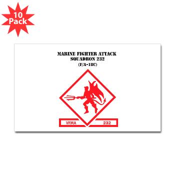 MFAS232 - M01 - 01 - Marine F/A Squadron 232(F/A-18C) with Text Sticker (Rectangle 10 pk)
