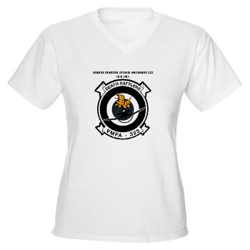 MFAS323 - A01 - 04 - Marine F/A Squadron 323(F/A-18C) with Text - Women's V-Neck T-Shirt