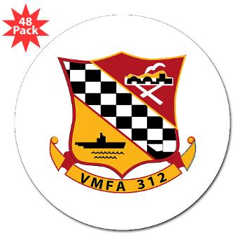 MFAS312 - A01 - 01 - USMC - Marine Fighter Attack Squadron 312 (VMFA-312) - 3" Lapel Sticker (48 pk)