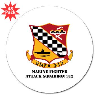 MFAS312 - A01 - 01 - USMC - Marine Fighter Attack Squadron 312 (VMFA-312) with Text - 3" Lapel Sticker (48 pk)