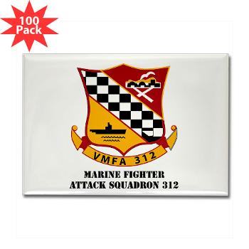 MFAS312 - A01 - 01 - USMC - Marine Fighter Attack Squadron 312 (VMFA-312) with Text - Rectangle Magnet (100 pack)