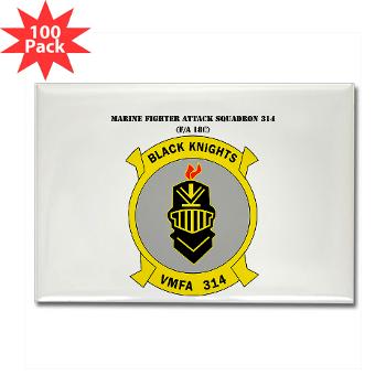 MFAS314 - M01 - 01 - Marine F/A Squadron 314(F/A-18C) with Text Rectangle Magnet (100 pack)