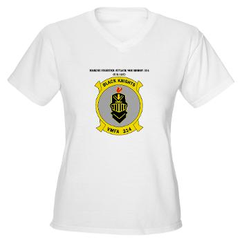 MFAS314 - A01 - 04 - Marine F/A Squadron 314(F/A-18C) with Text Women's V-Neck T-Shirt