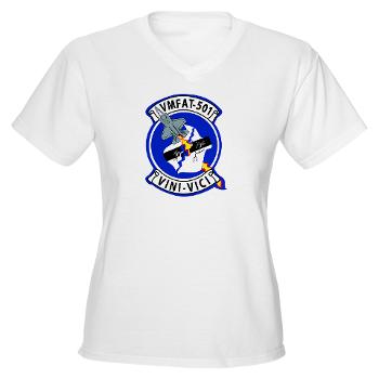 MFATS501 - A01 - 01 - USMC - Marine Fighter Attack Training Squadron 501 (VMFAT-501) - Women's V-Neck T-Shirt