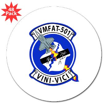 MFATS501 - A01 - 01 - USMC - Marine Fighter Attack Training Squadron 501 (VMFAT-501) with Text - 3" Lapel Sticker (48 pk)