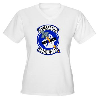 MFATS501 - A01 - 01 - USMC - Marine Fighter Attack Training Squadron 501 (VMFAT-501) with Text - Women's V-Neck T-Shirt