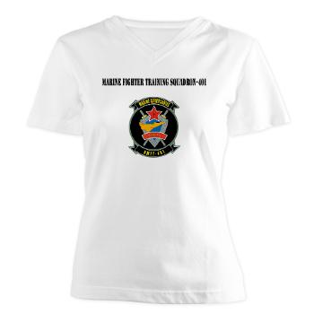 MFTS401 - A01 - 04 - Marine Fighter Training Squadron - 401 with Text - Women's V-Neck T-Shirt