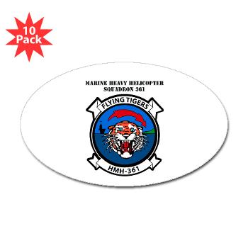 MHHS361 - M01 - 01 - Marine Heavy Helicopter Squadron 361 with Text Sticker (Oval 10 pk)