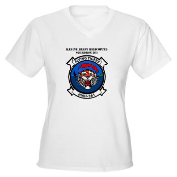 MHHS361 - A01 - 04 - Marine Heavy Helicopter Squadron 361 with Text Women's V-Neck T-Shirt