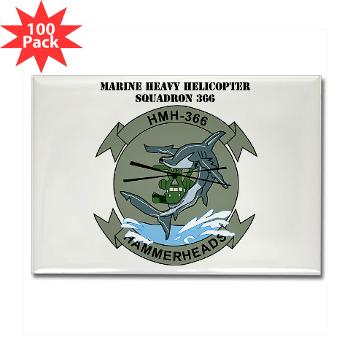 MHHS366 - M01 - 01 - Marine Heavy Helicopter Squadron 366 (HMH-366) with Text Rectangle Magnet (100 pack)