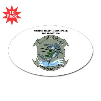 MHHS366 - M01 - 01 - Marine Heavy Helicopter Squadron 366 (HMH-366) with Text Sticker (Oval 10 pk)