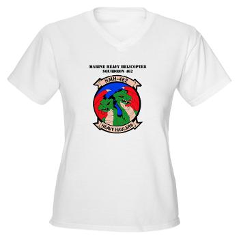 MHHS462 - A01 - 04 - Marine Heavy Helicopter Squadron 462 with Text Women's V-Neck T-Shirt