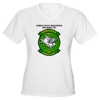 MHHS463 - A01 - 04 - DUI - Marine Heavy Helicopter Squadron 463 with Text - Women's V-Neck T-Shirt