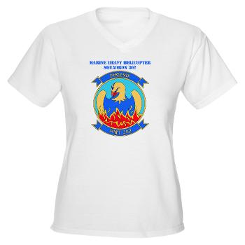 MHHTS302 - A01 - 04 - Marine Heavy Helicopter Training Squadron 302 (HMHT-302) with Text Women's V-Neck T-Shirt - Click Image to Close