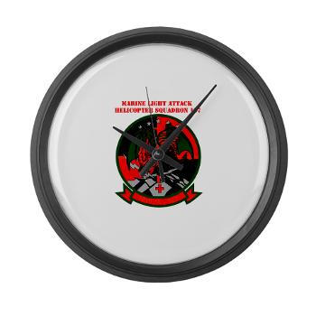 MLAHS167 - M01 - 03 - Marine Light Attack Helicopter Squadron 167 (HMLA-167) with Text Large Wall Clock