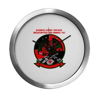 MLAHS167 - M01 - 03 - Marine Light Attack Helicopter Squadron 167 (HMLA-167) with Text Modern Wall Clock