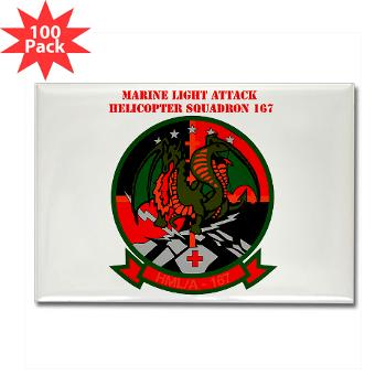 MLAHS167 - M01 - 01 - Marine Light Attack Helicopter Squadron 167 (HMLA-167) with Text Rectangle Magnet (100 pack)