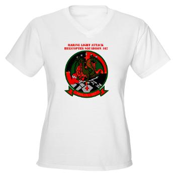 MLAHS167 - A01 - 04 - Marine Light Attack Helicopter Squadron 167 (HMLA-167) with Text Women's V-Neck T-Shirt