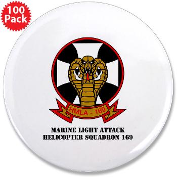 MLAHS169 - M01 - 01 - Marine Light Attack Helicopter Squadron 169 with Text - 3.5" Button (100 pack)