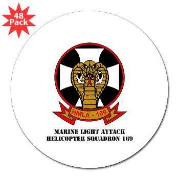 MLAHS169 - M01 - 01 - Marine Light Attack Helicopter Squadron 169 with Text - 3" Lapel Sticker (48 pk) - Click Image to Close