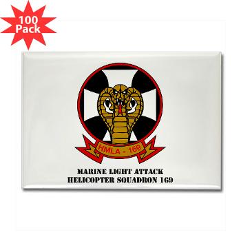 MLAHS169 - M01 - 01 - Marine Light Attack Helicopter Squadron 169 with Text - Rectangle Magnet (100 pack) - Click Image to Close