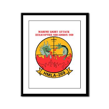MLAHS269 - M01 - 02 - Marine Light Attack Helicopter Squadron 269 (HMLA-269) with Text - Framed Panel Print