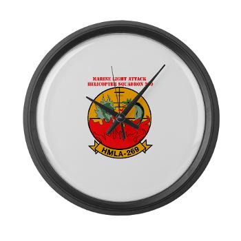 MLAHS269 - M01 - 03 - Marine Light Attack Helicopter Squadron 269 (HMLA-269) with Text - Large Wall Clock