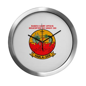 MLAHS269 - M01 - 03 - Marine Light Attack Helicopter Squadron 269 (HMLA-269) with Text - Modern Wall Clock