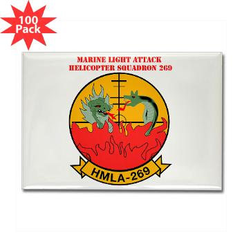 MLAHS269 - M01 - 01 - Marine Light Attack Helicopter Squadron 269 (HMLA-269) with Text - Rectangle Magnet (100 pack)