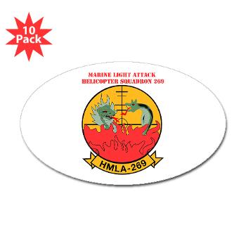 MLAHS269 - M01 - 01 - Marine Light Attack Helicopter Squadron 269 (HMLA-269) with Text - Sticker (Oval 10 pk) - Click Image to Close