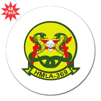 MLAHS369 - M01 - 01 - Marine Lt Atk Helicopter Squadron 369 3" Lapel Sticker (48 pk)