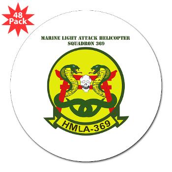 MLAHS369 - M01 - 01 - Marine Lt Atk Helicopter Squadron 369 with Text 3" Lapel Sticker (48 pk)