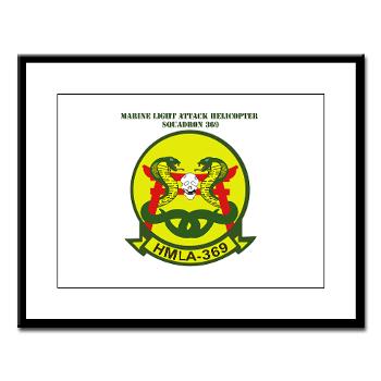 MLAHS369 - M01 - 02 - Marine Lt Atk Helicopter Squadron 369 with Text Large Framed Print