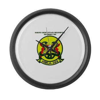 MLAHS369 - M01 - 03 - Marine Lt Atk Helicopter Squadron 369 with Text Large Wall Clock