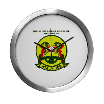 MLAHS369 - M01 - 03 - Marine Lt Atk Helicopter Squadron 369 with Text Modern Wall Clock - Click Image to Close