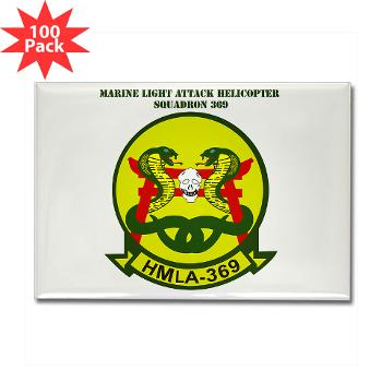 MLAHS369 - M01 - 01 - Marine Lt Atk Helicopter Squadron 369 with Text Rectangle Magnet (100 pack)