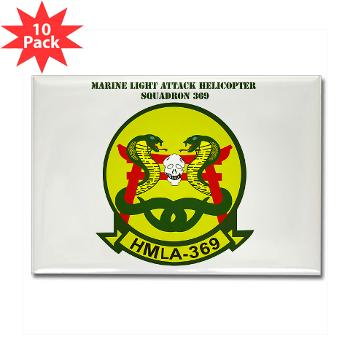 MLAHS369 - M01 - 01 - Marine Lt Atk Helicopter Squadron 369 with Text Rectangle Magnet (10 pack)