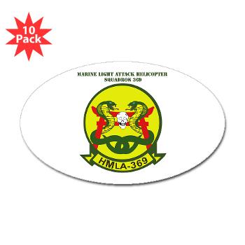 MLAHS369 - M01 - 01 - Marine Lt Atk Helicopter Squadron 369 with Text Sticker (Oval 10 pk) - Click Image to Close
