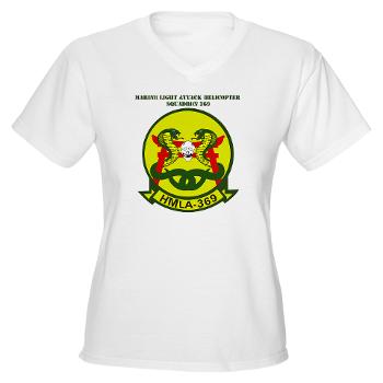MLAHS369 - A01 - 04 - Marine Lt Atk Helicopter Squadron 369 with Text Women's V-Neck T-Shirt