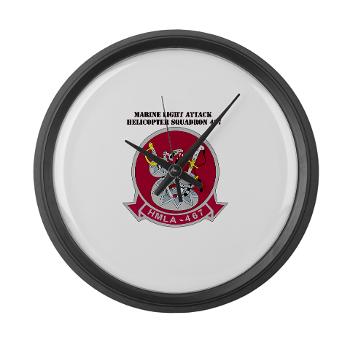 MLAHS467 - M01 - 03 - Marine Light Attack Helicopter Squadron 467 (HMLA-467) with Text - Large Wall Clock